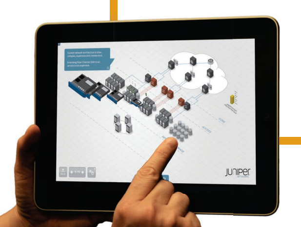 Juniper Networks interactive application on tablet