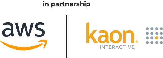 Amazon Web Services and Kaon Interactive in partnership logos