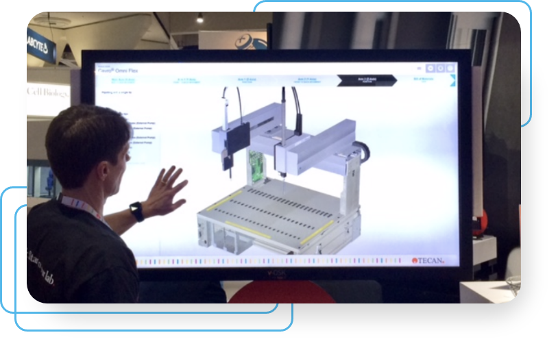 Tecan Cavro Products Explorer interactive application at a trade show
