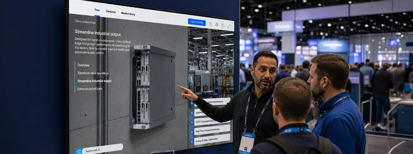 Interactive B2B trade show experience demonstrating complex products and solutions.